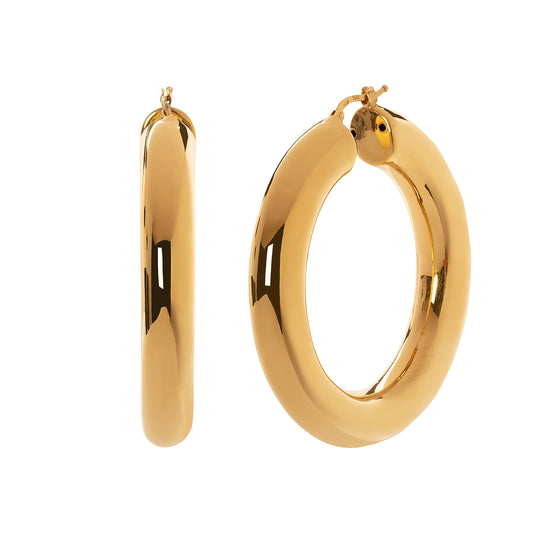 Large Bold Tube Italian Hoops - Main Img