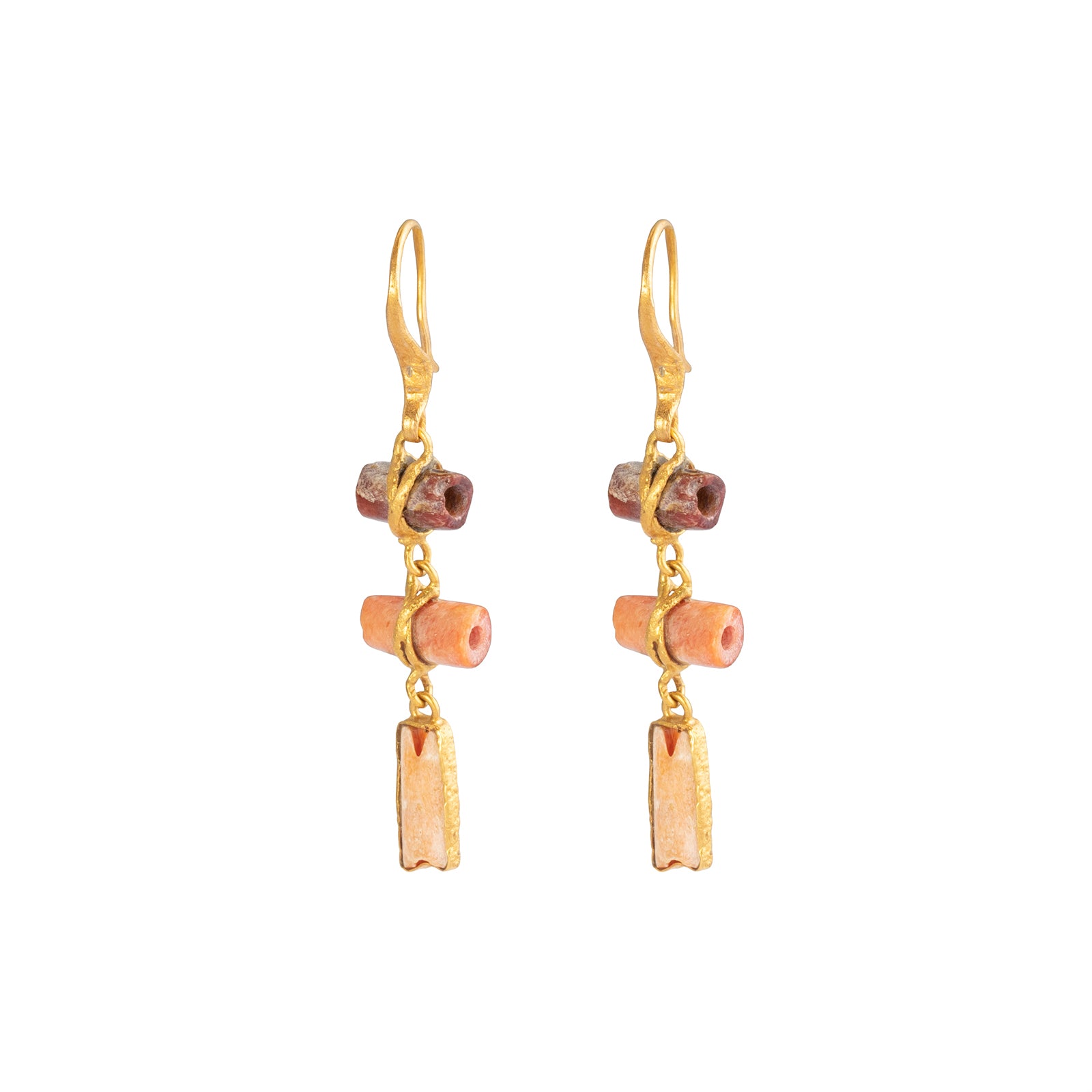 Lou Zeldis by Liz Marx Studios Pre-Colombian Chimu Bead 3 Drop Earrings - Earrings - Broken English Jewelry