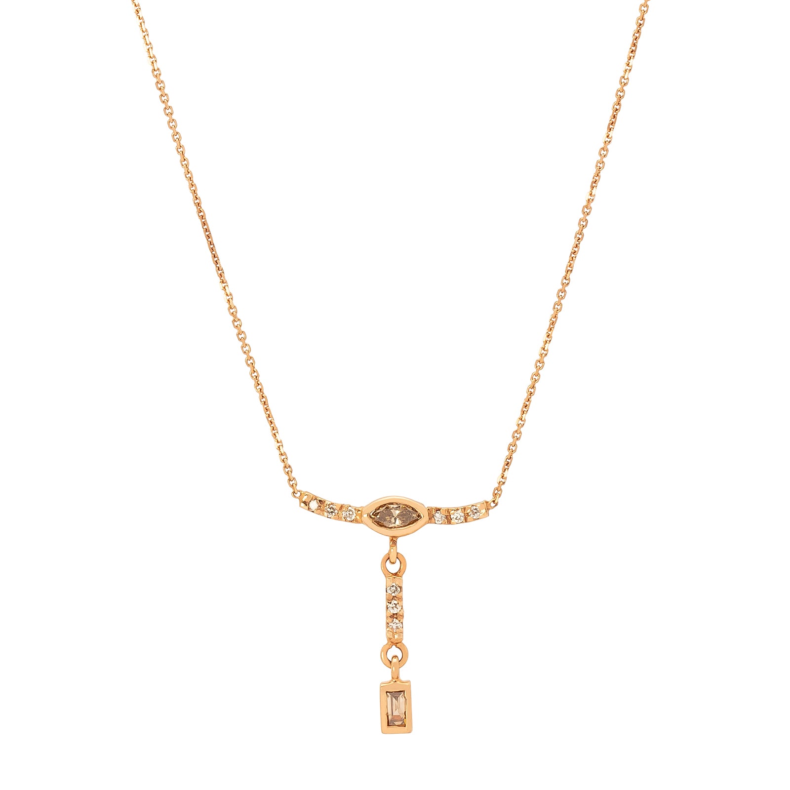 Xiao Wang Gravity Marquise & Baguette Drop Necklace - Broken English Jewelry