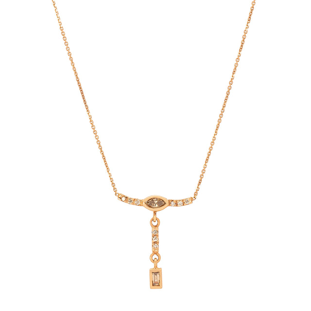 Xiao Wang Gravity Marquise & Baguette Drop Necklace - Broken English Jewelry