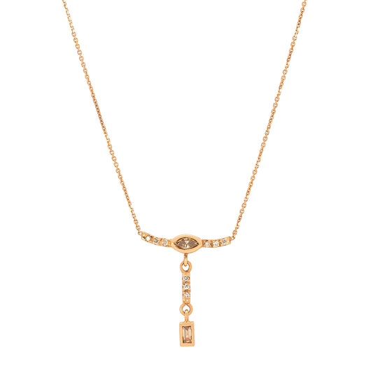 Gravity Marquise & Baguette Drop Necklace - Main Img