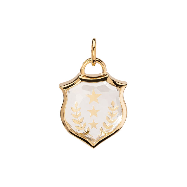 Foundrae Small Sealed Gemstone Crest Pendant - Per Aspera Ad Astra - Broken English Jewelry