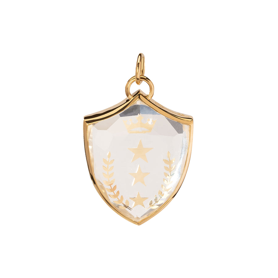 Foundrae Large Sealed Gemstone Crest Pendant - Per Aspera Ad Astra - Broken English Jewelry