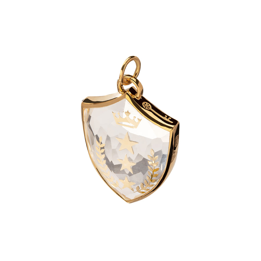 Foundrae Large Sealed Gemstone Crest Pendant - Per Aspera Ad Astra - Broken English Jewelry