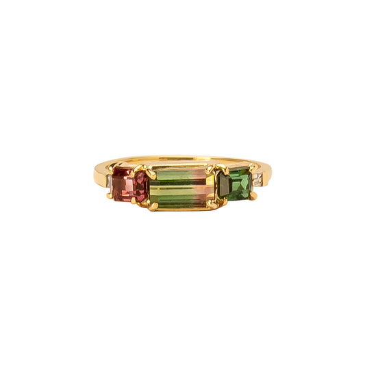 Galaxy Ring - Watermelon Tourmaline & Diamond - Main Img