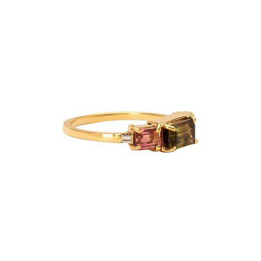 Galaxy Ring - Watermelon Tourmaline & Diamond