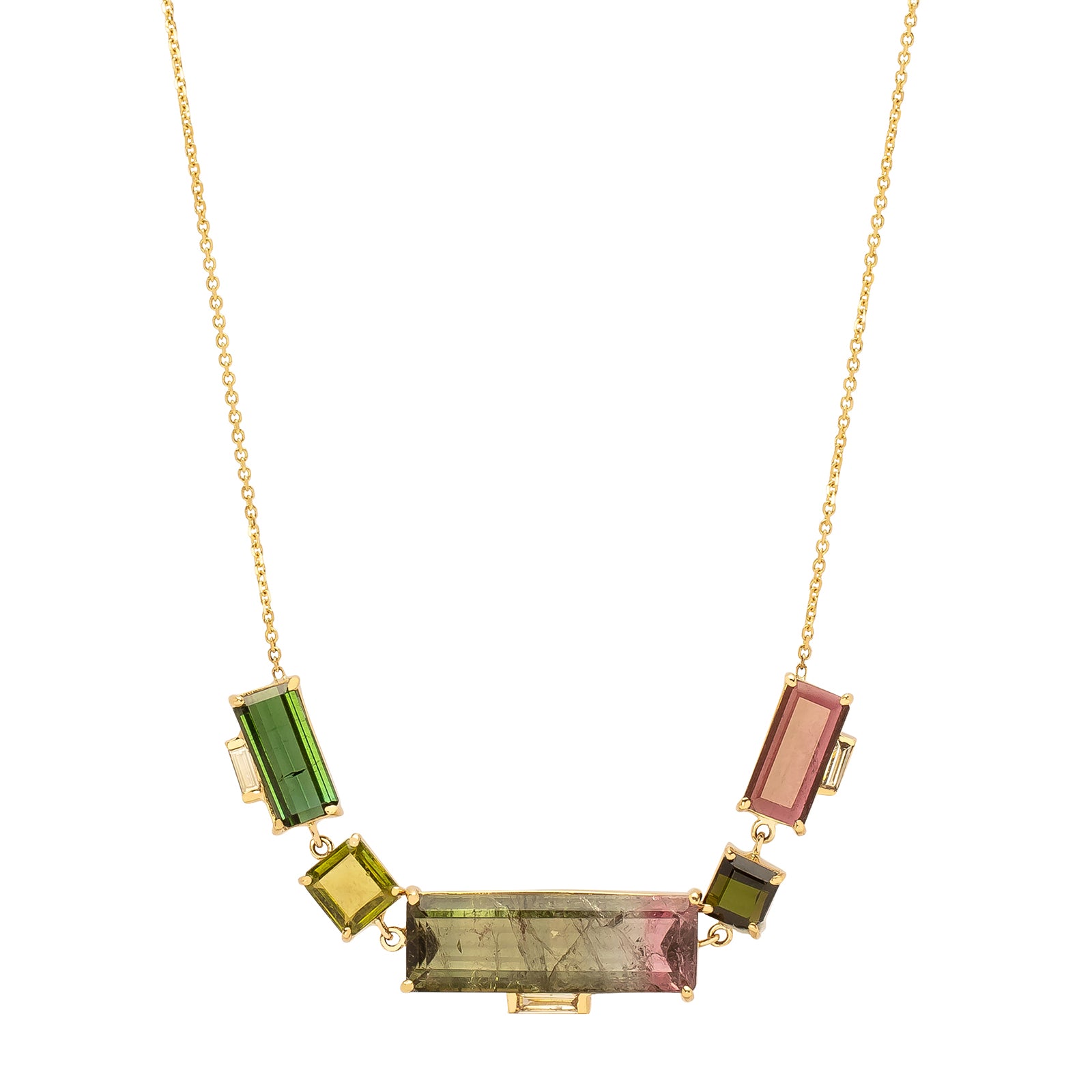 Xiao Wang Galaxy Watermelon Tourmaline Necklace - Necklaces - Broken English Jewelry