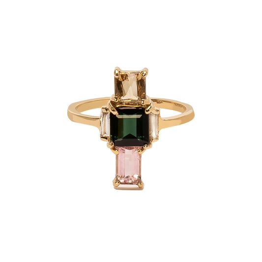 Galaxy Ring - Tourmaline & Diamond - Main Img