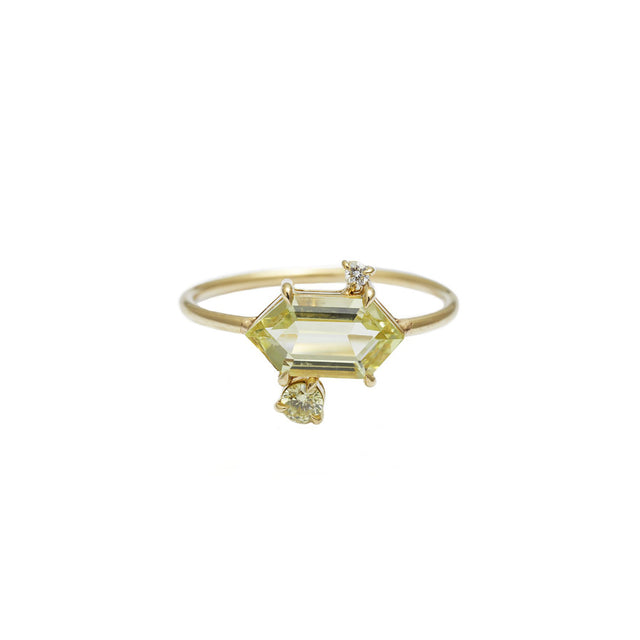 YI Collection Yellow Aquamarine & Diamond Puzzle Ring - Broken English Jewelry