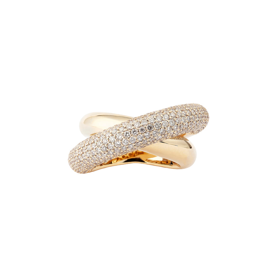 Engelbert Half Pave Diamond Big Infinity Loop Ring - Yellow Gold - Rings - Broken English Jewelry