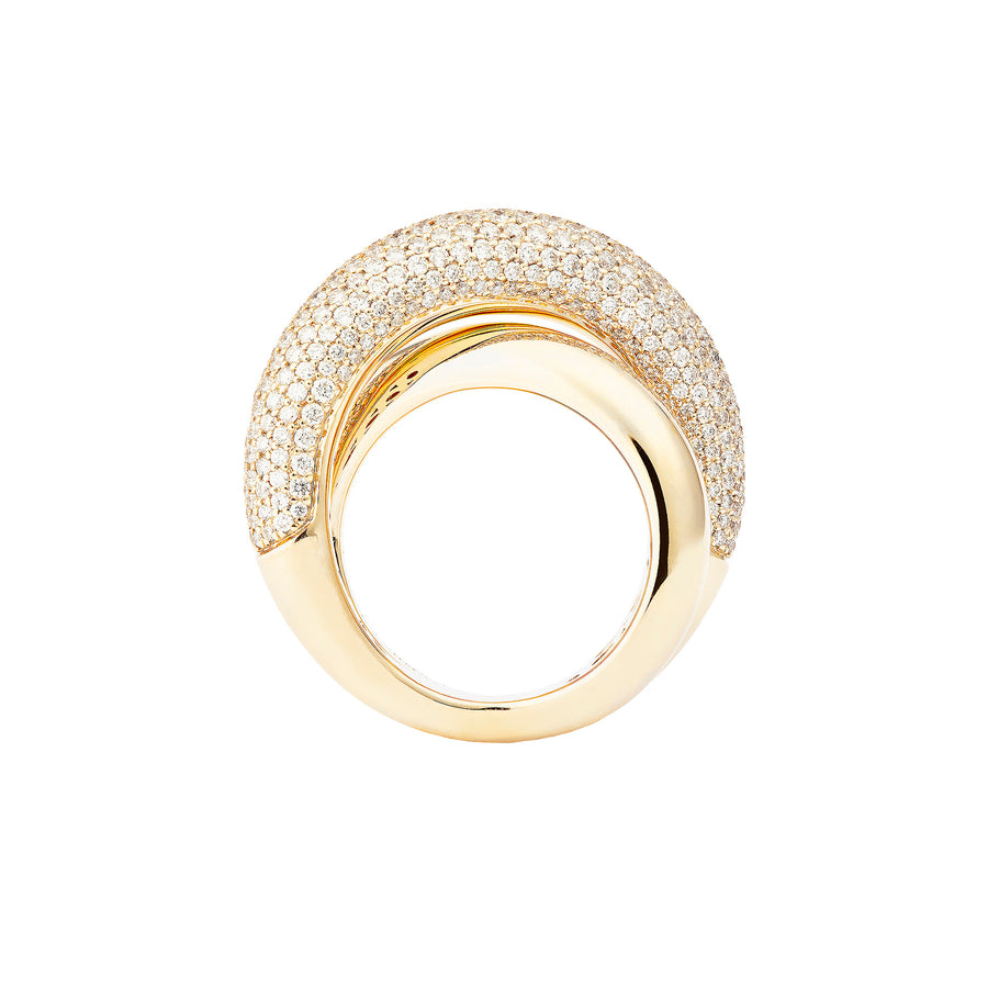 Engelbert Half Pave Diamond Big Infinity Loop Ring - Yellow Gold - Rings - Broken English Jewelry side view