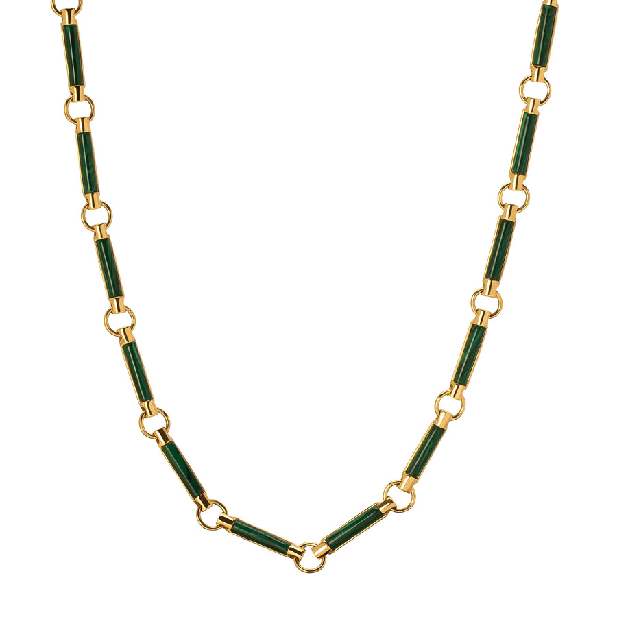 Foundrae Stone Chain Choker - Malachite - Necklaces - Broken English Jewelry