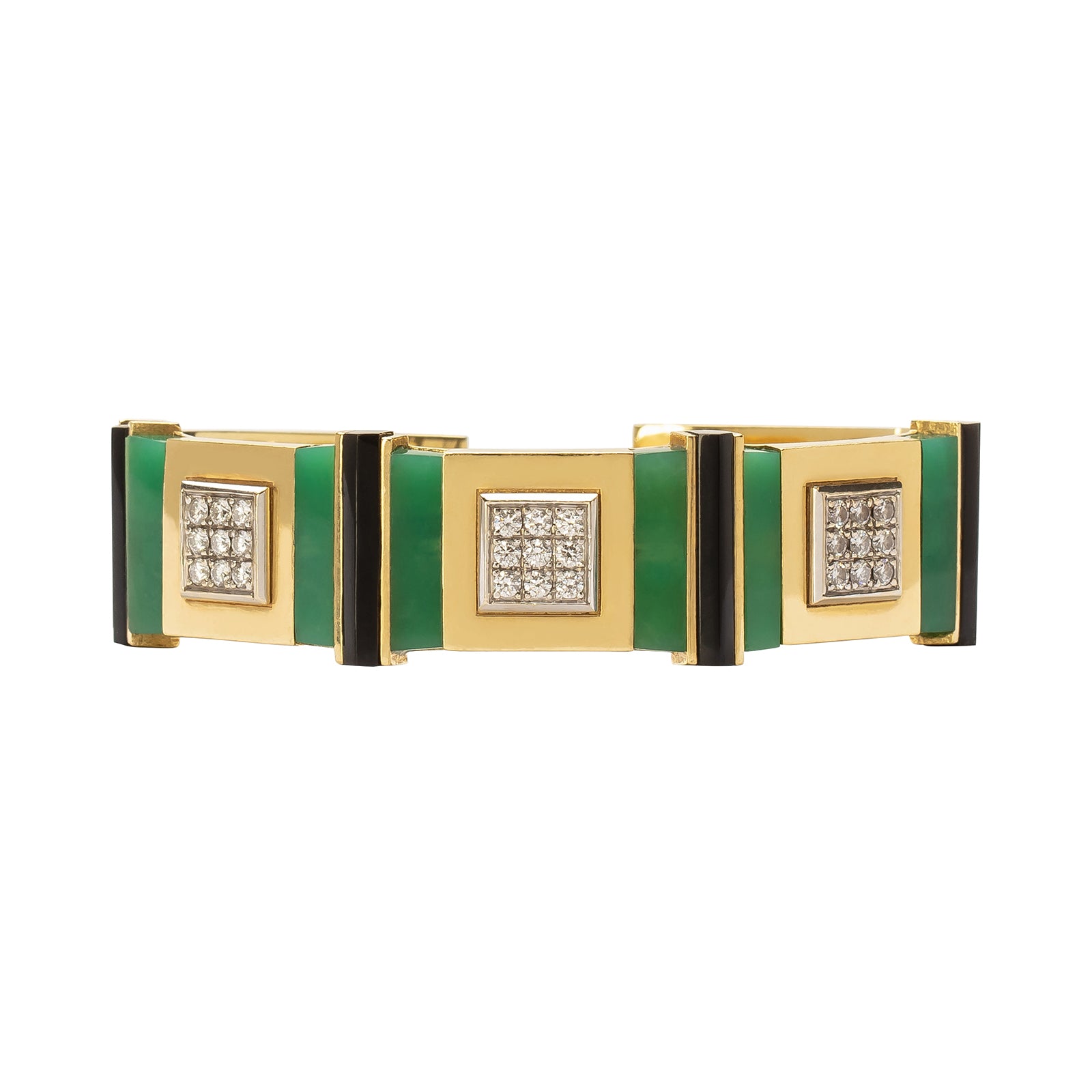 Jenna Blake Deco Diamond Bracelet - Chrysoprase & Onyx - Bracelets - Broken English Jewelry