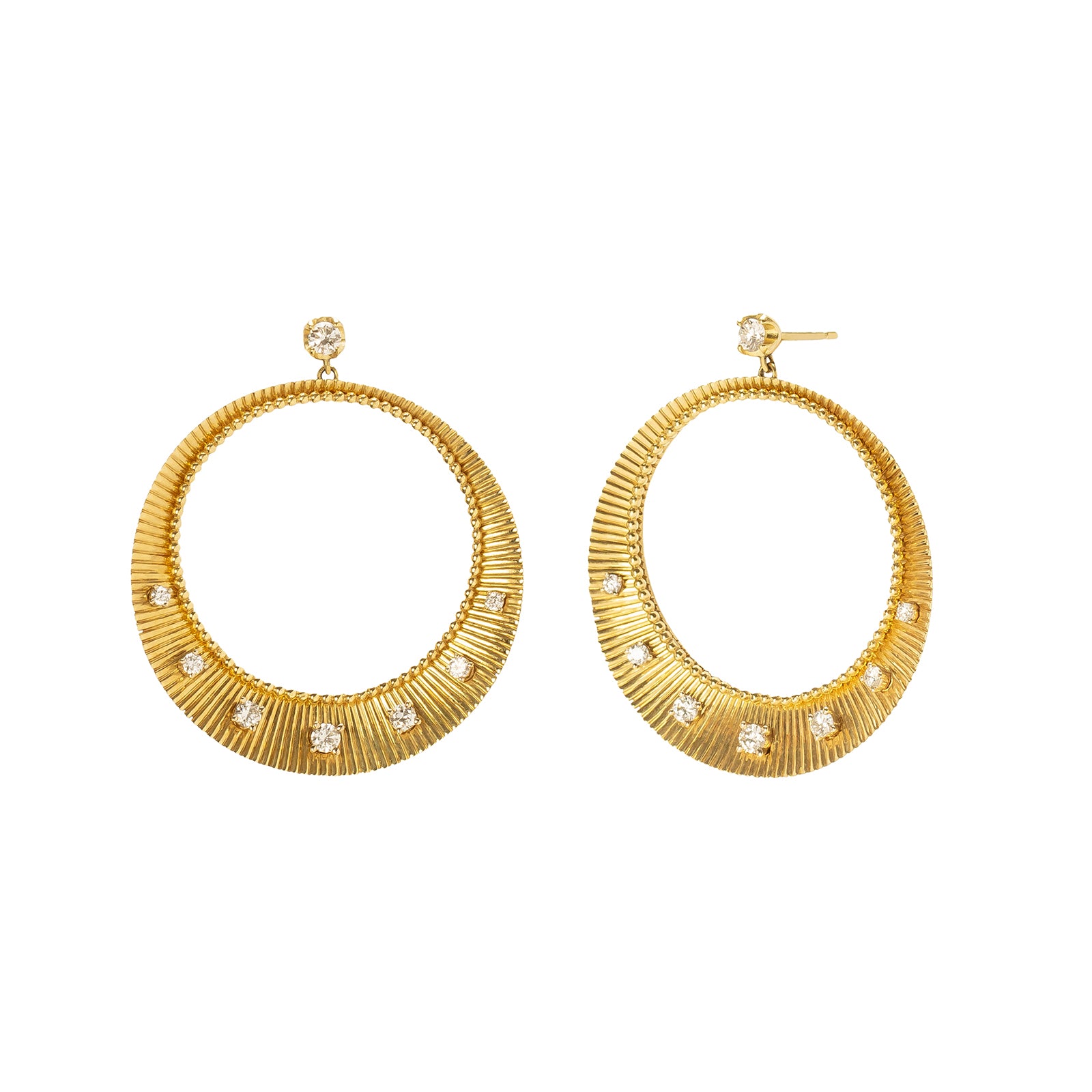 Jenna Blake Large Ridge Diamond Hoops - Earrings - Broken English Jewelry