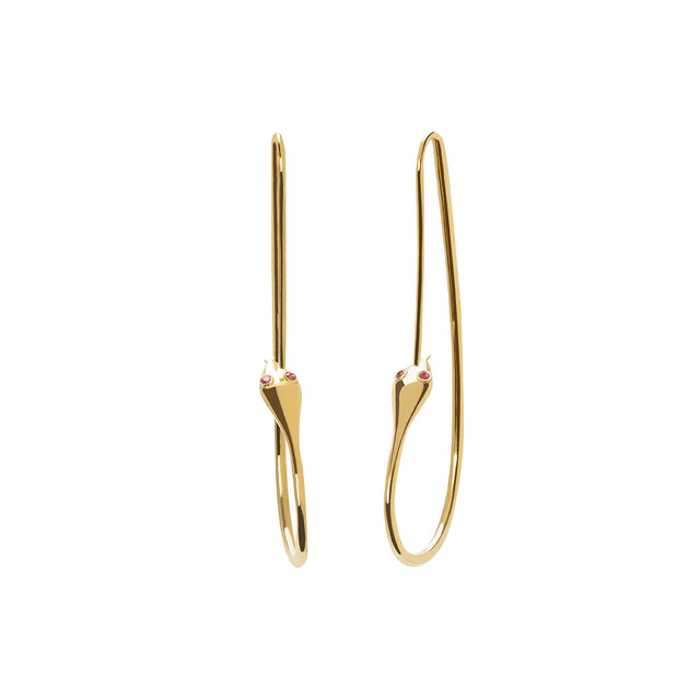 Jenna Blake Snake Hoops - Ruby - Earrings - Broken English Jewelry