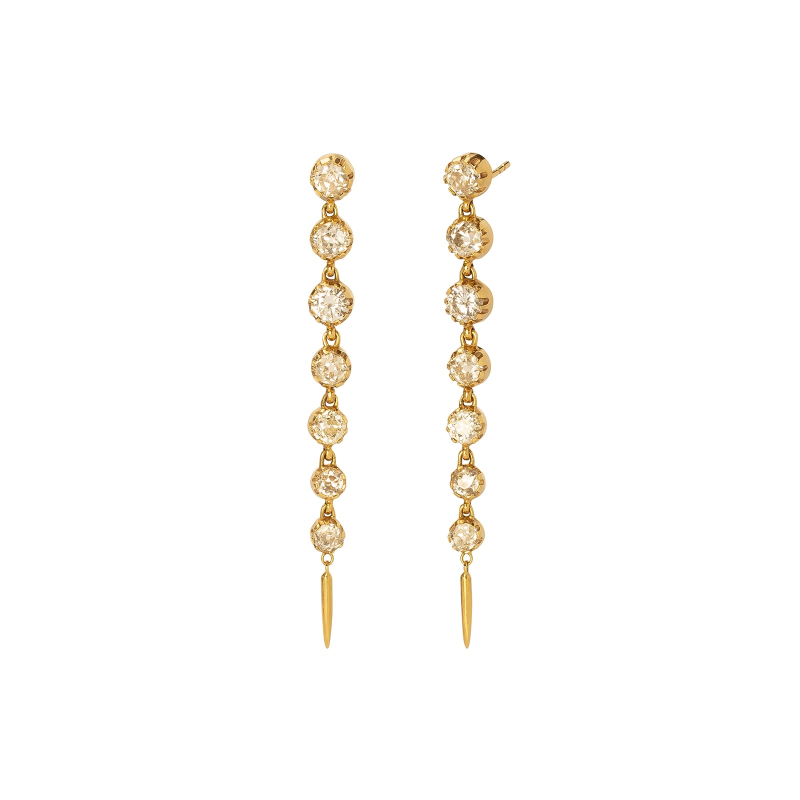 Jenna Blake Single Fringe Diamond Earrings - Earrings - Broken English JewelryJenna Blake Single Fringe Diamond Earrings - Earrings - Broken English Jewelry front view