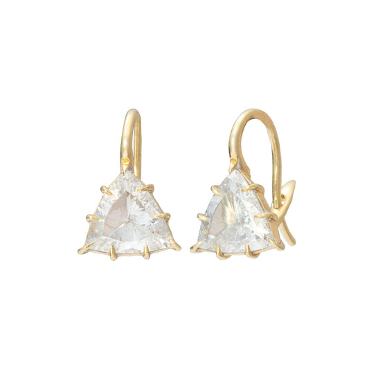 Triangle Single Stone Diamond Earrings - Main Img