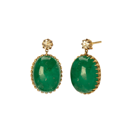 Emerald & Blackened Diamond Drop Earrings - Main Img