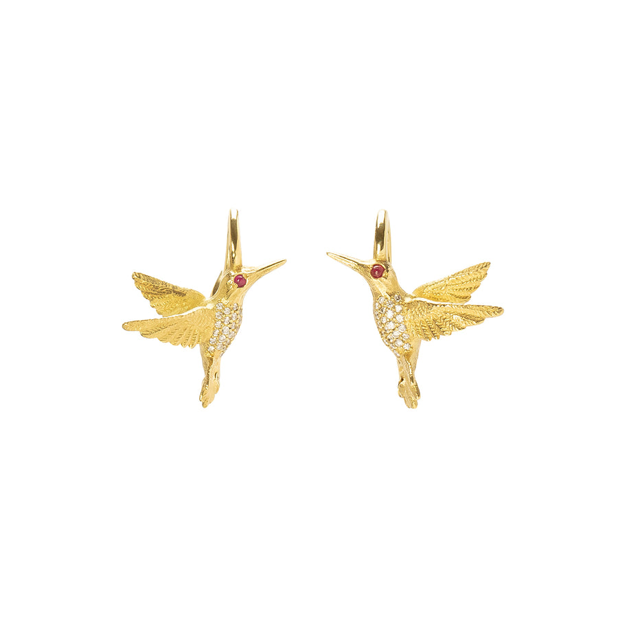 Jenna Blake Hummingbird Diamond & Ruby Earrings - Earrings - Broken English Jewelry