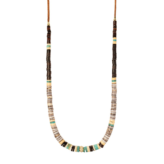 Brown & Blue Beaded Necklace - Main Img