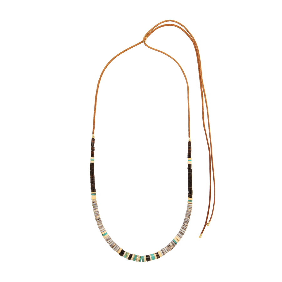 Jenna Blake Brown & Blue Beaded Necklace - Necklaces - Broken English Jewelry