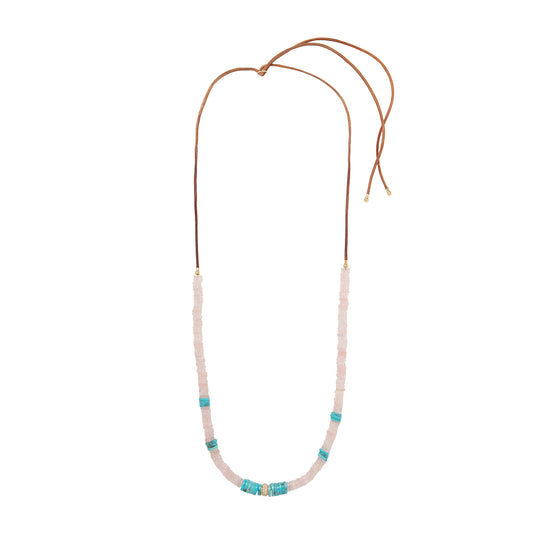 Heishi Beaded Necklace - Quartz & Turquoise