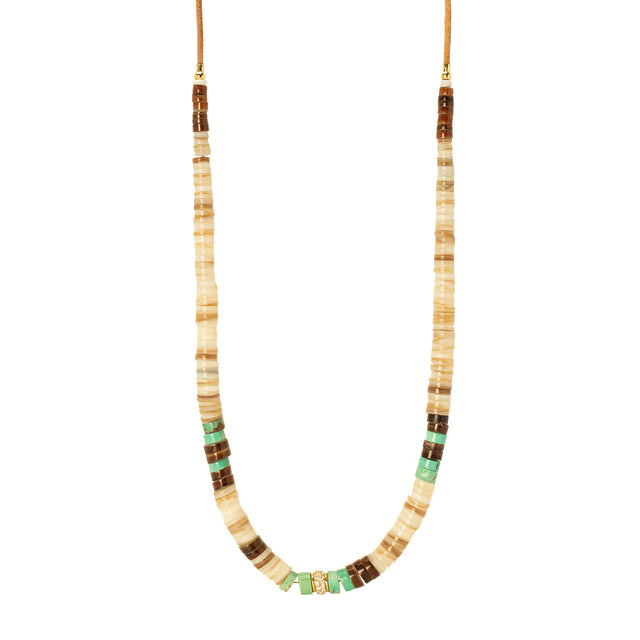 Jenna Blake Heishi Beaded Necklace - Diamond - Necklaces - Broken English Jewelry
