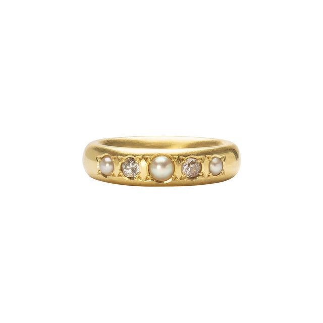 Jenna Blake Gypsy Half Band - Diamond & Pearl - Rings - Broken English Jewelry