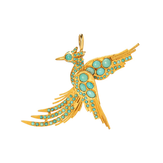 Vintage Turquoise Phoenix Charm - Main Img