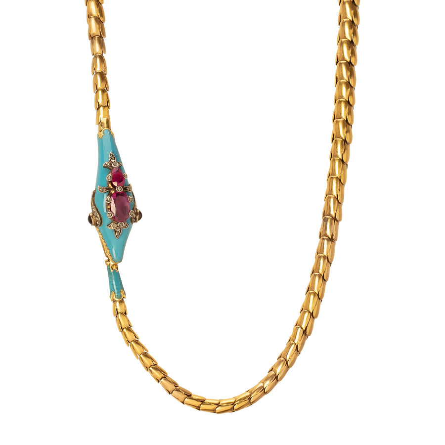 Jenna Blake Turquoise & Amethyst Snake Necklace - Necklaces - Broken English Jewelry