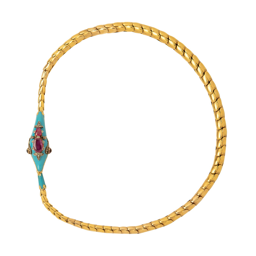 Jenna Blake Turquoise & Amethyst Snake Necklace - Necklaces - Broken English Jewelry