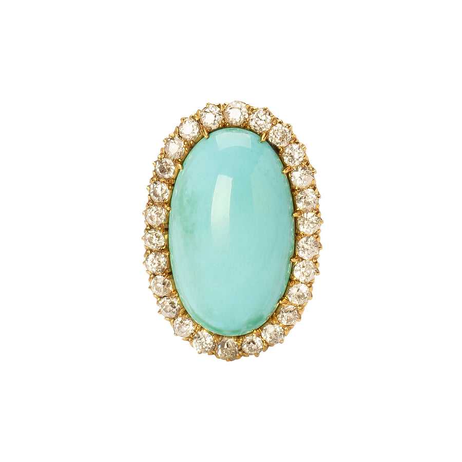 Jenna Blake Vintage Turquoise & Diamond Cocktail Ring - Rings - Broken English Jewelry