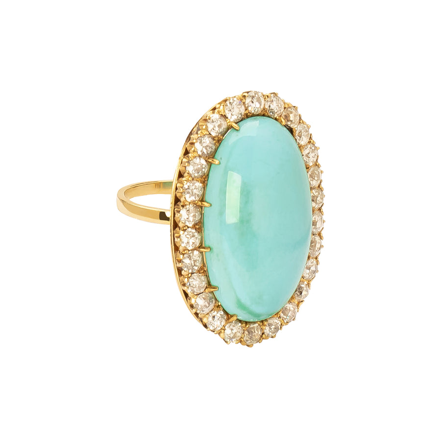 Jenna Blake Vintage Turquoise & Diamond Cocktail Ring - Rings - Broken English Jewelry