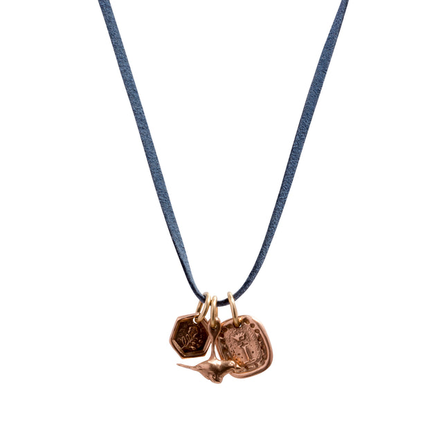 James Colarusso Rose Gold Three-Charm Cord - Broken English Jewelry