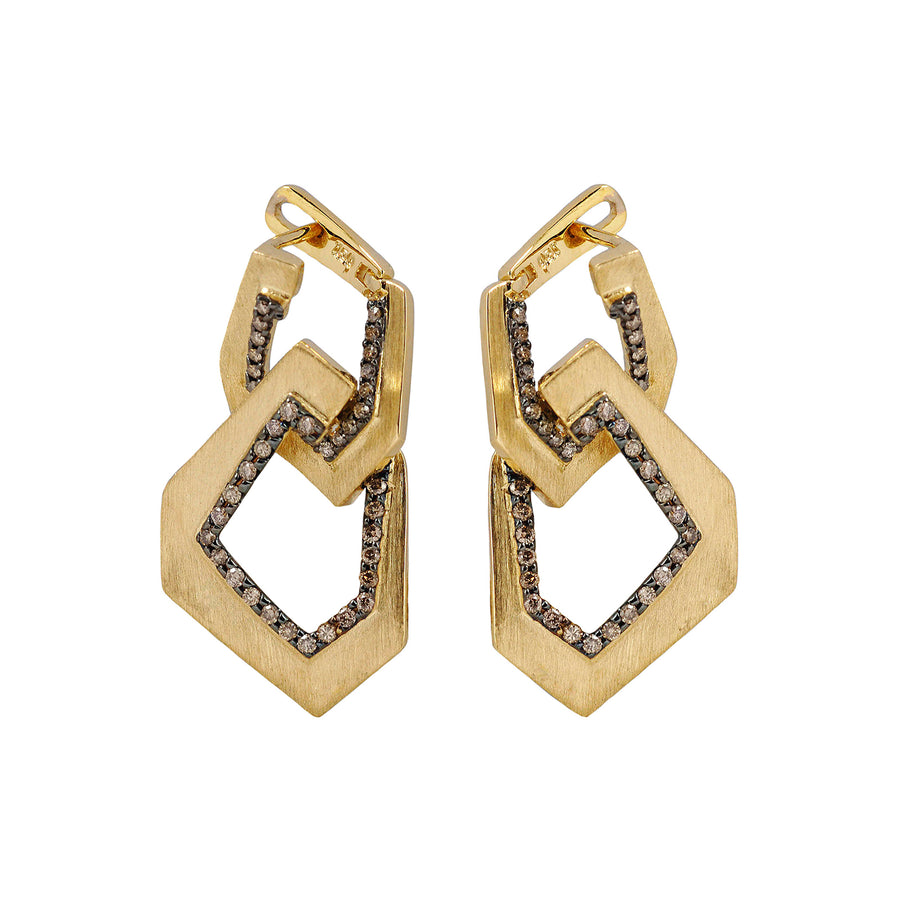 Kavant & Sharart Origami Brushed Link Earrings - Brown Diamond - Earrings - Broken English Jewelry