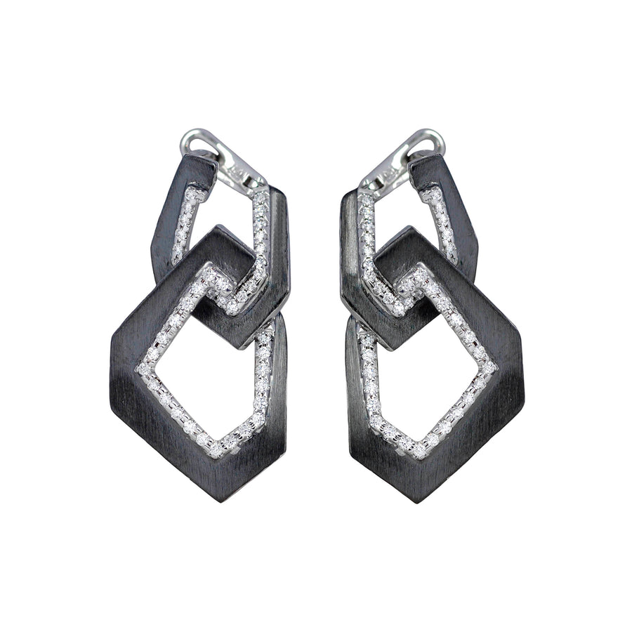 Kavant & Sharart Origami Brushed Link Earrings - Black Rhodium - Earrings - Broken English Jewelry