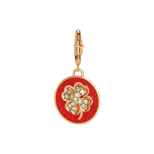 Kastak Four Leaf Clover Diamond Charm - Red Enamel - Main Img