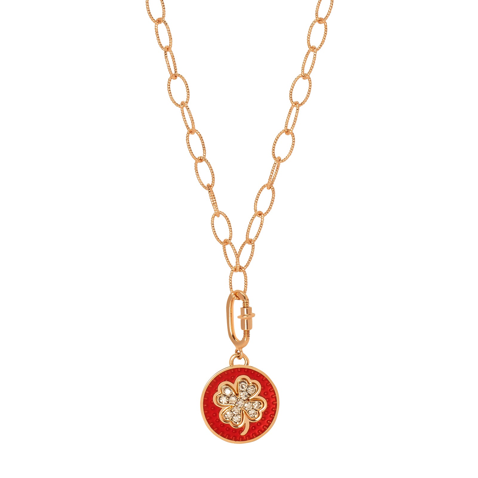 Selim Mouzannar Kastak Four Leaf Clover Diamond Charm - Red Enamel - Charms & Pendants - Broken English Jewelry