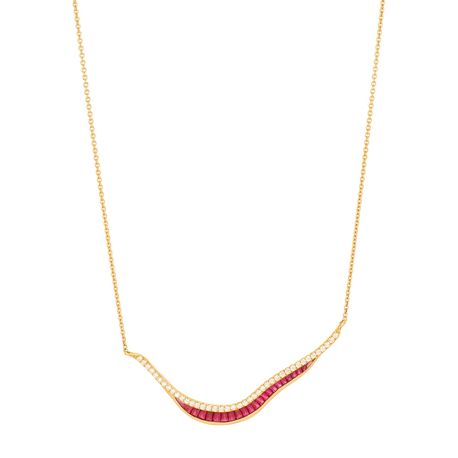 Kavant & Sharart Talay Wave Necklace - Ruby & Diamond - Necklaces - Broken English Jewelry