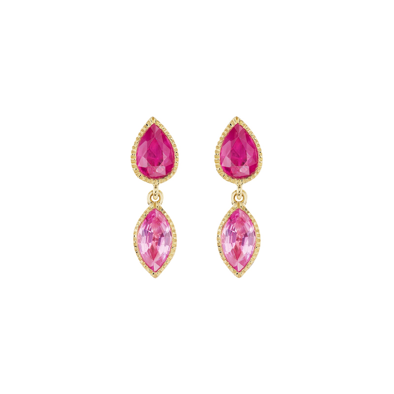 Ark Lakshmi Drop Earrings - Pink Sapphire - Earrings - Broken English Jewelry