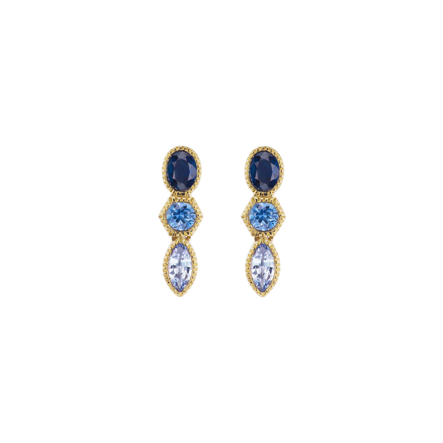 Ark Lakshmi Triple Drop Earrings - Dark Blue Sapphire - Earrings - Broken English Jewelry
