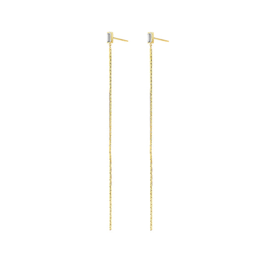 Light Baguette Diamond Drop Earrings - Main Img