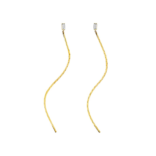 Light Baguette Diamond Drop Earrings