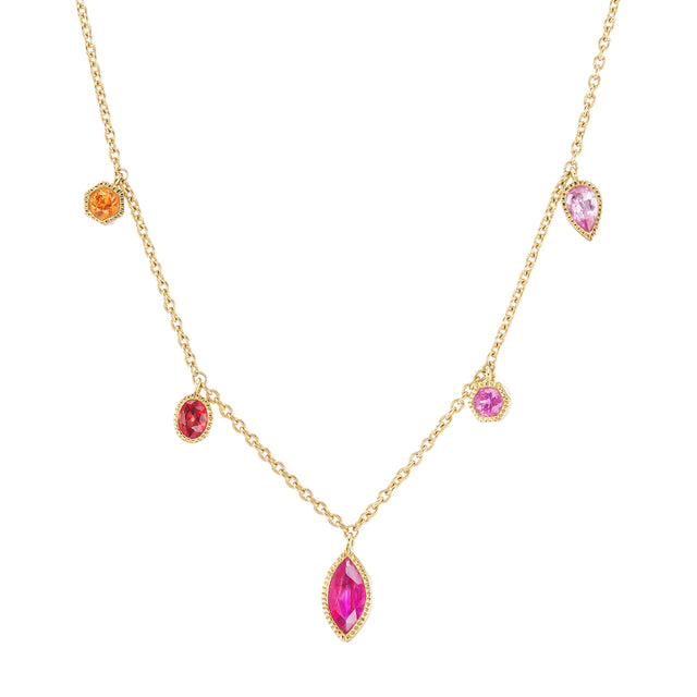 Ark Lakshmi Dangle Necklace - Pink Sapphire - Necklaces - Broken English Jewelry