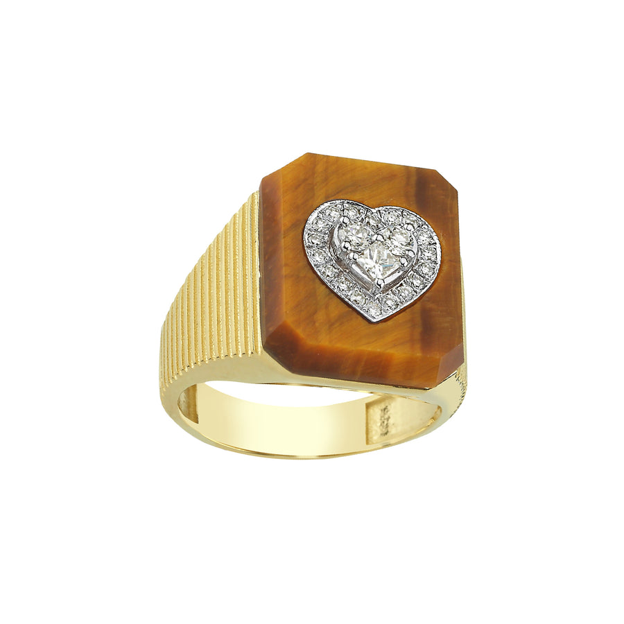 Melis Goral La Linea Tiger Eye Love Ring - Rings - Broken English Jewelry