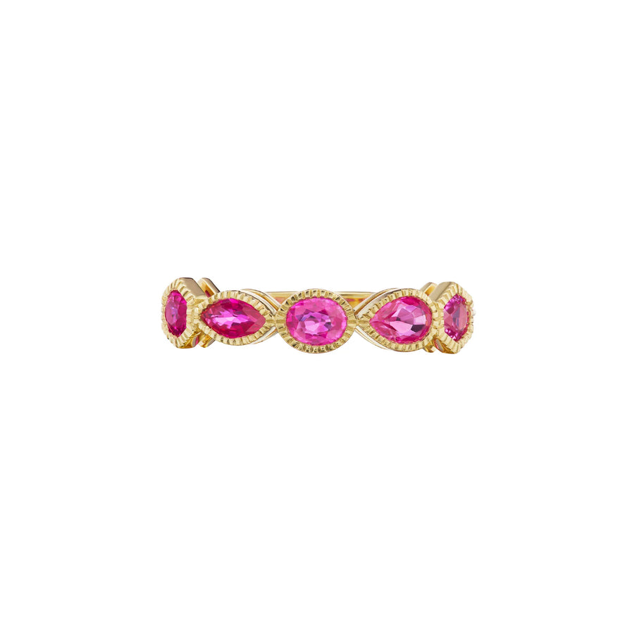 Ark Lakshmi Five Stone Hex Center Ring - Pink Sapphire - Rings - Broken English Jewelry