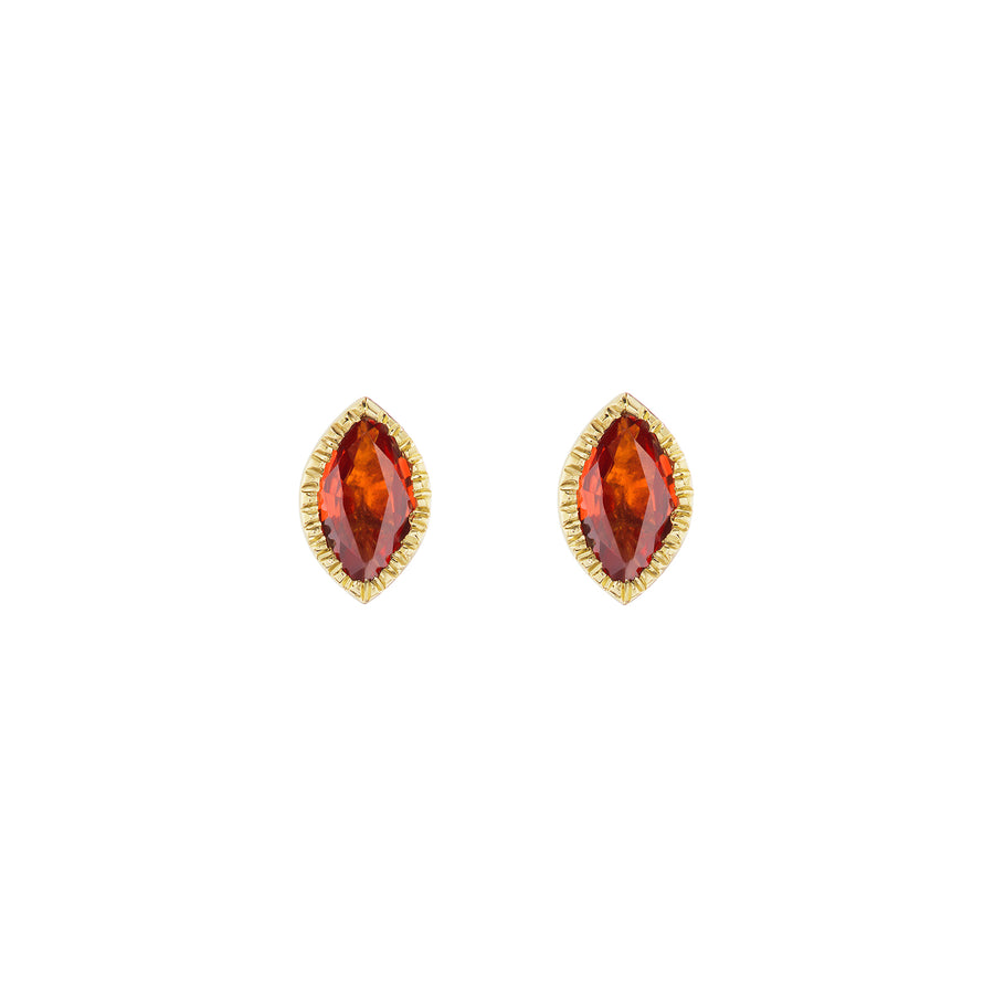 Ark Lakshmi Marquise Studs - Orange Sapphire - Earrings - Broken English Jewelry