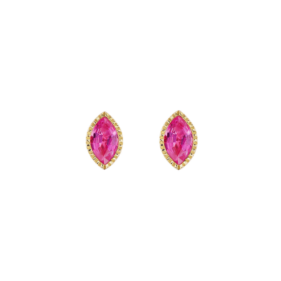 Ark Lakshmi Marquise Studs - Pink Sapphire - Earrings - Broken English Jewelry