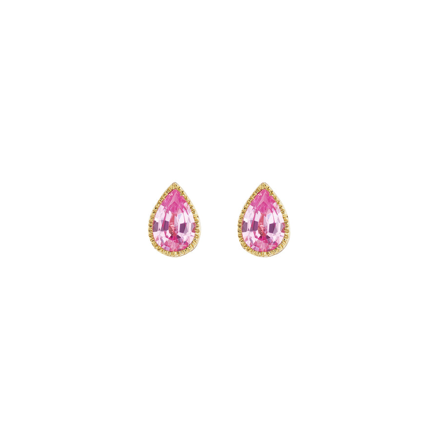 Ark Lakshmi Teardrop Studs - Pink Sapphire - Earrings - Broken English Jewelry