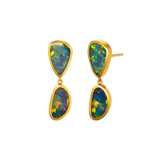 Doublet Double Drop Opal Earrings - Main Img